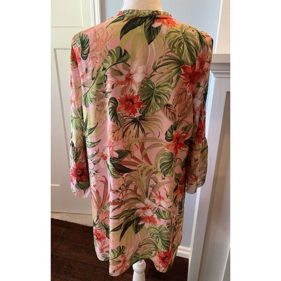 J. Jill Floral Tunic Top Women’s Size M Colorful Feminine Summer Resortwear - Picture 9 of 16